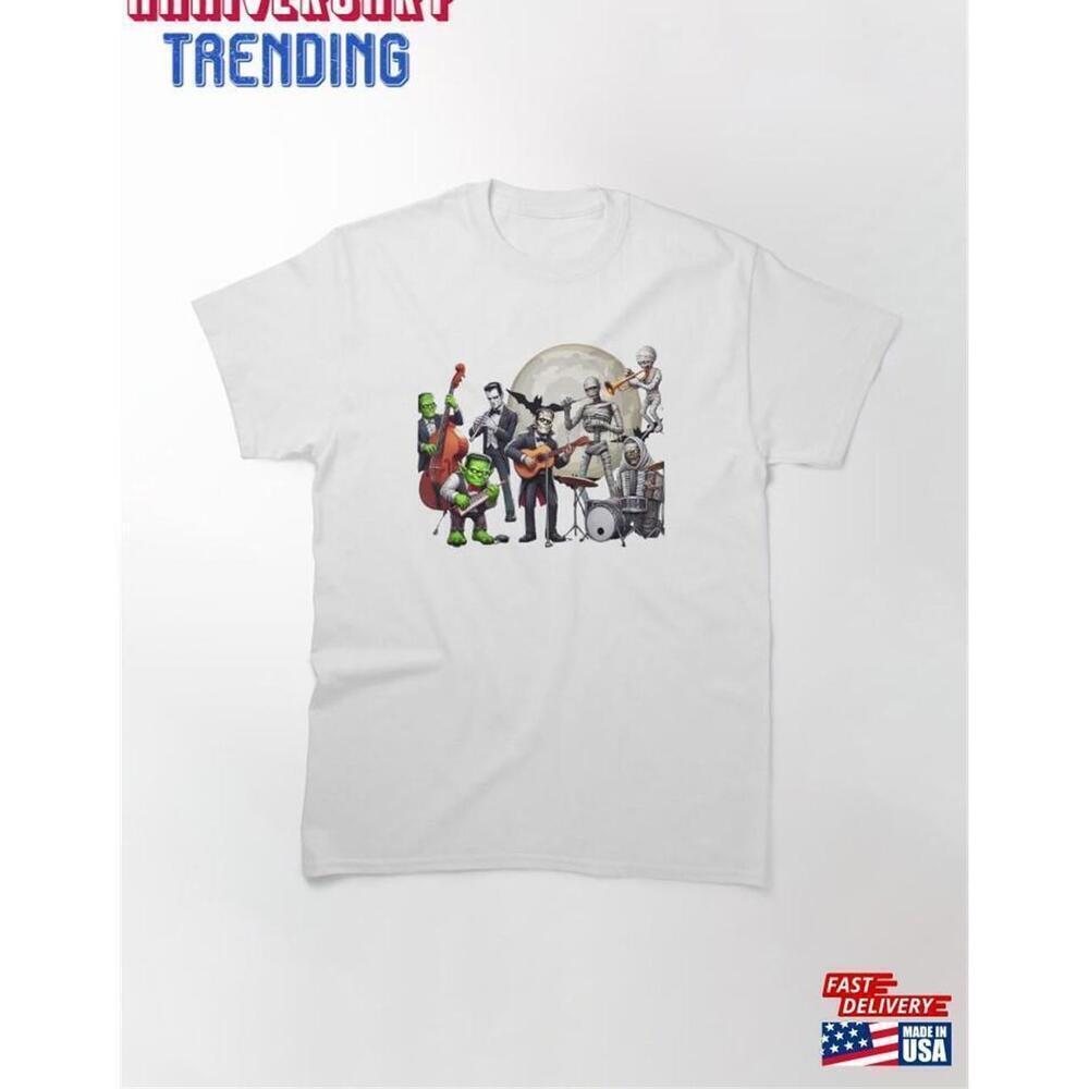 Halloween Rock Band Retro Spooky Music Fan T-Shirt - Picture 1 of 4